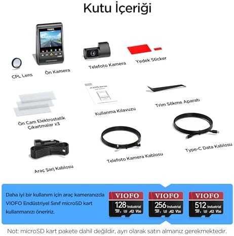Alternative view of A329T 2 Kameralı Ön+Arka 4K 60FPS+2K Wi-Fi 6 HDR STARVIS 2 Sensör GPS'li SSD Destekli Araç Kamerası