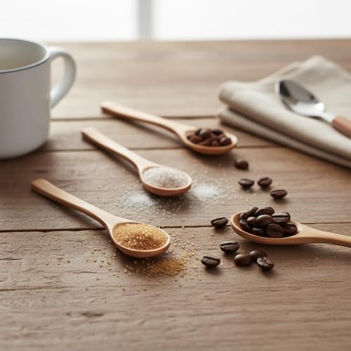 6'lı Doğal Ahşap Mini Servis Kaşığı Seti – 16cm Küçük Baharat, Kahve, Çay, Tatlı ve Bal Kaşığı | Çizmez Dekoratif Ahşap Mutfak ve Masaüstü Aksesuarı | Çok Amaçlı Kullanım