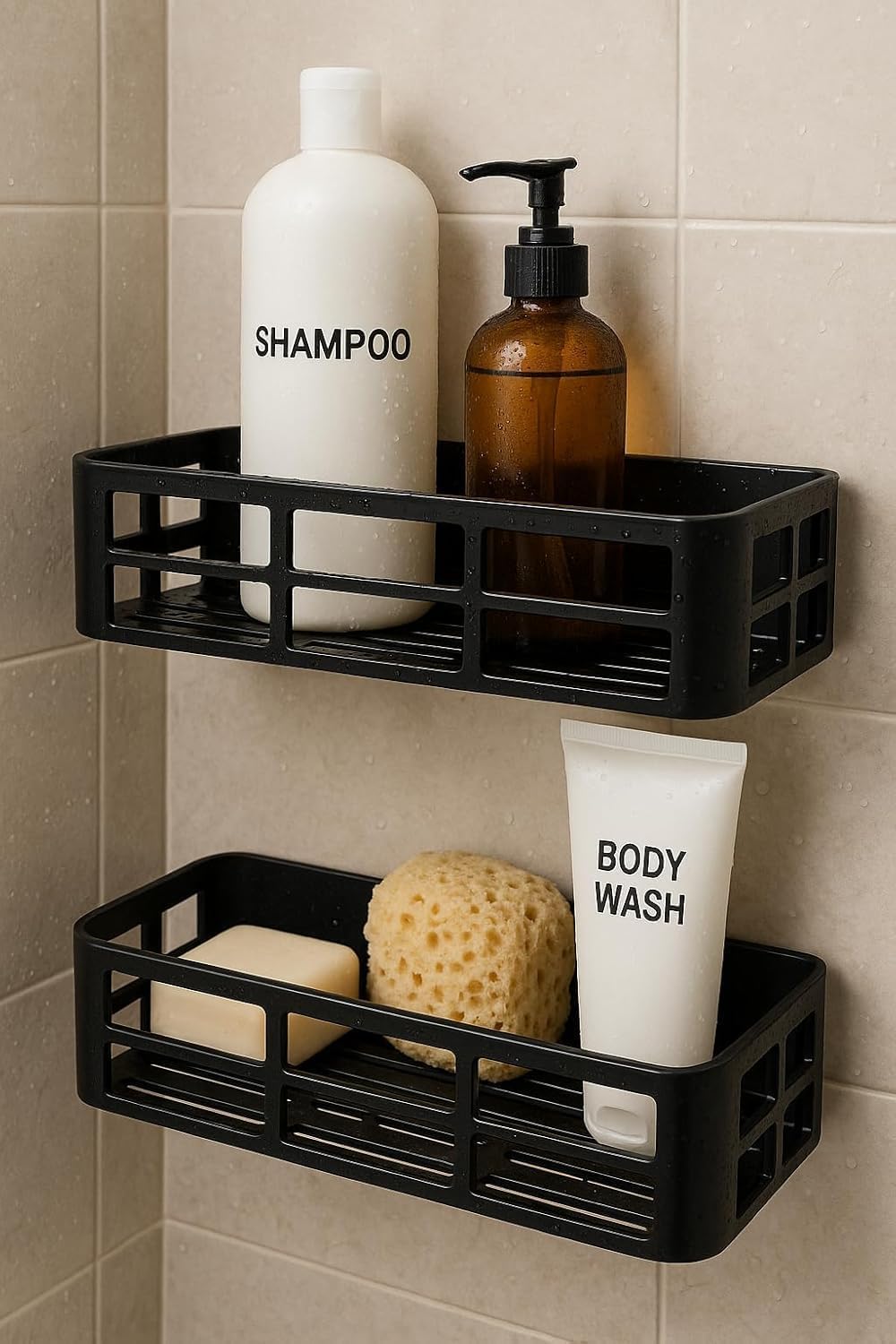 Alternative view of chermik Omaş 2'li Plastik Banyo Duş Rafı, Yapışkanlı Montaj, CHRMK7990