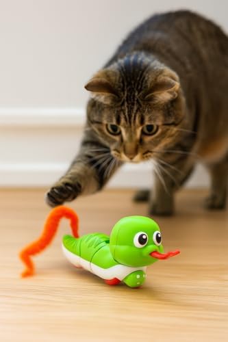 Kurmalı Yılan Kedi Oyuncağı Hareketli Interaktif Av Oyuncağı Kıvrılarak İlerleyen Kedi Eğlence Oyuncağı Tüylü Kuyruklu Mekanik Yılan