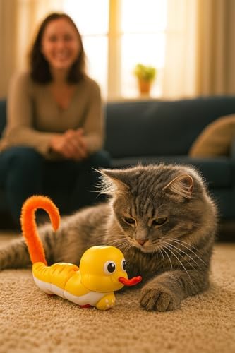 Alternative view of Kurmalı Yılan Kedi Oyuncağı Hareketli Interaktif Av Oyuncağı Kıvrılarak İlerleyen Kedi Eğlence Oyuncağı Tüylü Kuyruklu Mekanik Yılan