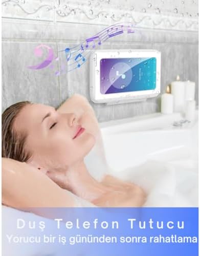 Alternative view of Duş Telefon Tutucu, Su Geçirmez ve Buğu Önleyici, 360° Dönen Duvara Monte Telefon Kılıfı, 6.8 İnç'e Kadar HD Hassas Dokunmatik Ekran Tutucu, Banyo ve Mutfak İçin