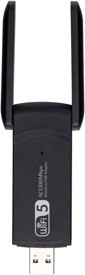 Antenli Wifi Adaptörü AC1300Mbps Dual Band USB WiFi Adaptör | 2.4G/5G Kablosuz Ağ Adaptörü | USB 3.0 Yüksek Hız | -Gain Antenli WiFi Dongle | PC Laptop Masaüstü için Uyumlu | Windows & Mac