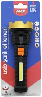Zmax Energy Max-3153 (Küçük=15Cm) (2İn1= Osl Led & Cob Led) (Usb Şarjlı) El Feneri (3-Kademe Işık & Flaşör) (Şarj Gösterge)*96