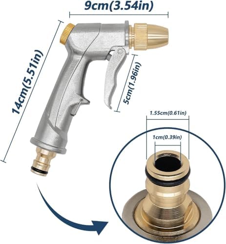 Çok Fonksiyonlu Çelik Basınçlı Bahçe Sulama Tabancası, 6-8 Modlu, Metal Gövdeli