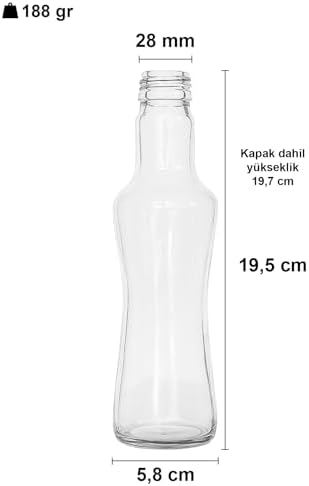Alternative view of 250 ml Şeffaf İnce Belli Kapaklı Cam Şişe 250 cc Meşrubat Şişesi 6 Adet (Beyaz Kapak)