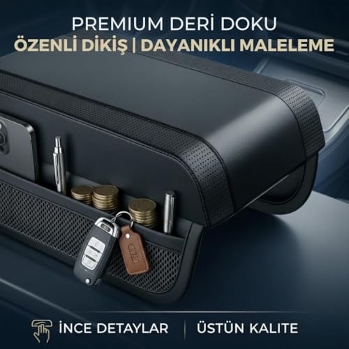 Premıum Yumuşak 2 Yan Cüzdanlı Araç Kol Dayama Padi. Kol Dayama Yastığı Araç İçi Organizer Kol Dayama