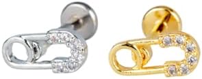 Alternative view of MITH SB TAKI Tragus Piercing, Taşlı Çengelli İğne, 316L Cerrahi Çelik, 1.2mm Kalınlık, 8mm Boy, Altın Renk