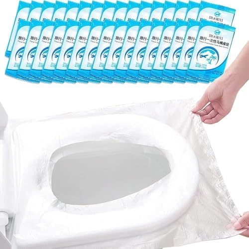 50 Adet Tek Kullanımlık Su Geçirmez Klozet Kapağı Örtüsü – Antibakteriyel Tuvalet Kılıfı, Seyahat, AVM, Otel, Kamp ve Dış Mekan Kullanımı İçin Hijyenik Koruyucu Koltuk Pedi