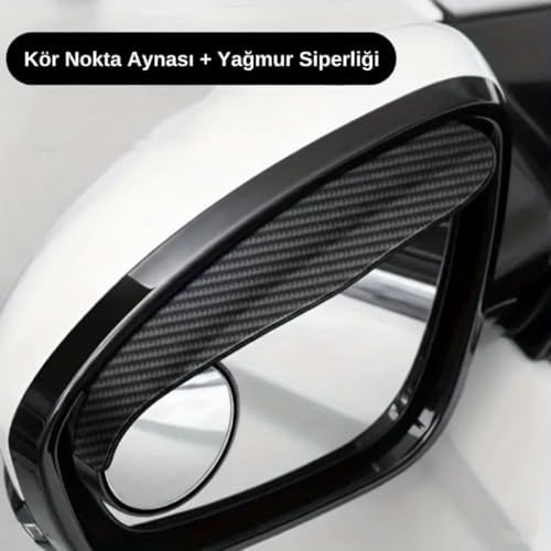 Alternative view of Ayarlanabilir Yuvarlak Kör Nokta Aynası ve Yağmur Siperliği Seti – Karbon Görünümlü, Açı Ayarlı Oto Araç Kör Nokta Aynası, Su ve Yağmur Önleyici Ayna Siperliği, Evrensel Uyumlu