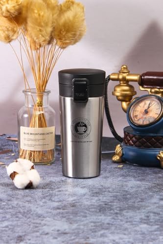 Togg T10x araç Bardaklığına Uyan 304 L Çelik Gri 500 ml Kahve El Termos Mug