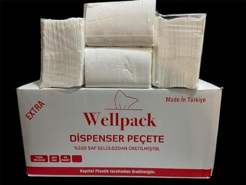 Alternative view of Wellpack Dispenser Peçete, 100% Saf Selüloz, Çift Kat, 18 Paket, Made in Türkiye,Ekstra Büyük Boy 200 Yaprak,18 Paket İçerir