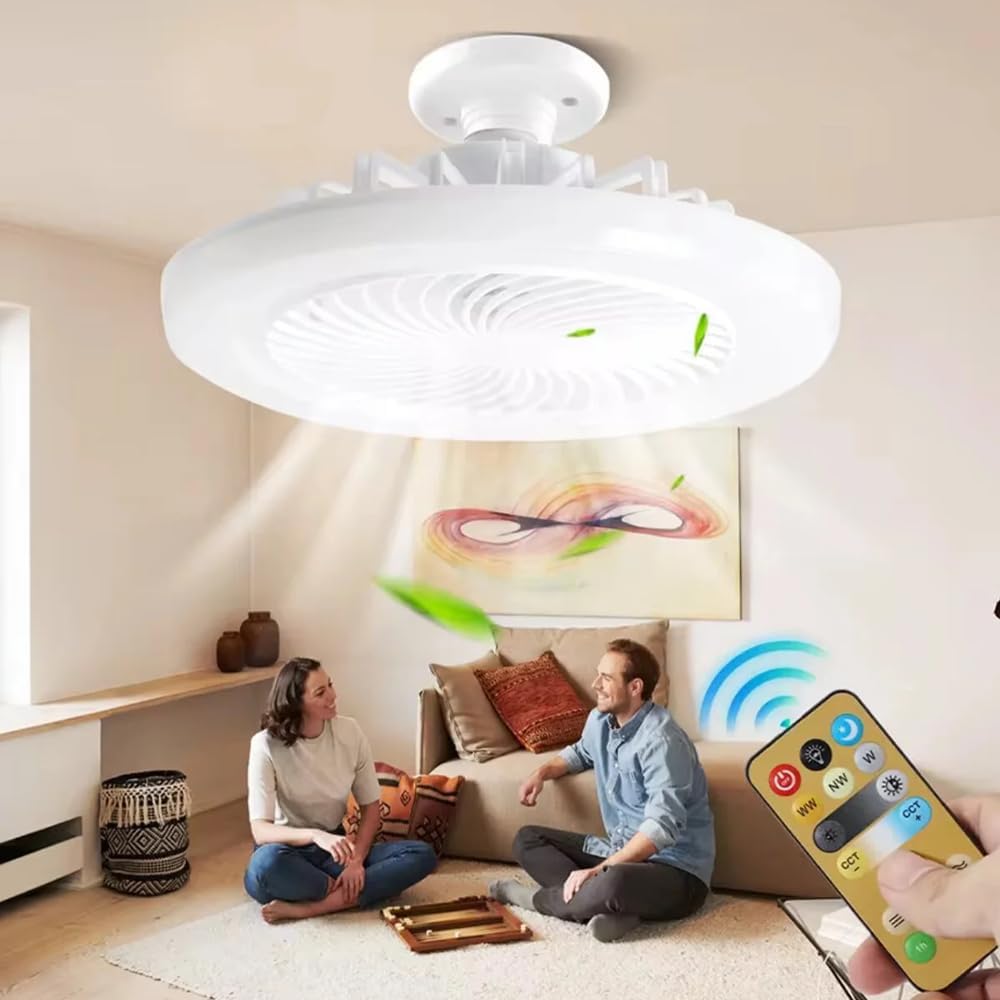 E27 LED Işıklı Sessiz Tavan Vantilatörü, Ayarlanabilir Renk Sıcaklığı, Kısılabilir Fan Lambası, Ayarlanabilir Fan Hızları, Zamanlayıcılı, Uzaktan Kumandalı, Fanlı Tavan Lambası