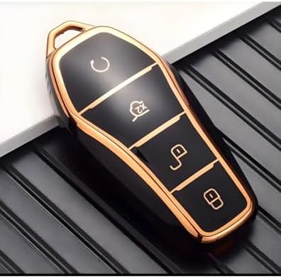 AutoHan Keys BYD Atto 3 Seal U için Anahtar Kılıfı, Premium Siyah-Altın Kaplama, Koruyucu Kılıf