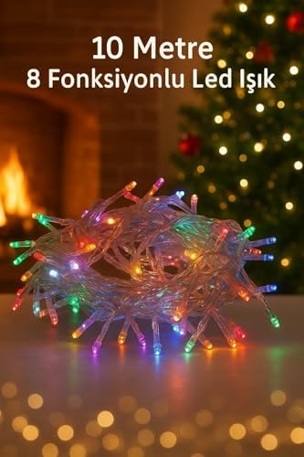 Alternative view of 10 Metre 100 Ledli Fişli LED Işık Rgb Karışık Renk Yılbaşı LED Işık Dekor Lambası Yılbaşı Ağacı