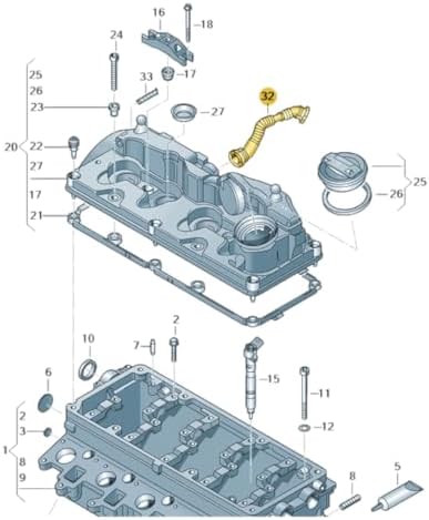 Alternative view of 2.0TDi Motor Külbütör Kapak Hava Borusu 03L103493H VW Amarok ile uyumlu 2017-2022