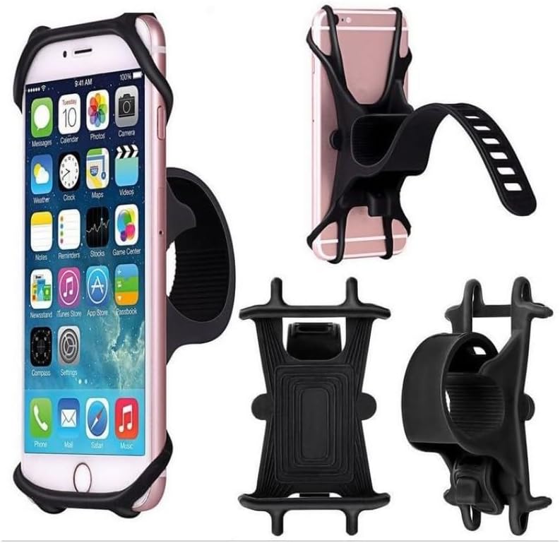 Motosiklet, Mobilet, Motor, Bisiklet, Scooter Gidon Uyumlu Kauçuk Cep Telefonu Tutacağı, Siyah