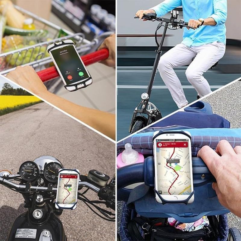 Alternative view of Motosiklet, Mobilet, Motor, Bisiklet, Scooter Gidon Uyumlu Kauçuk Cep Telefonu Tutacağı, Siyah