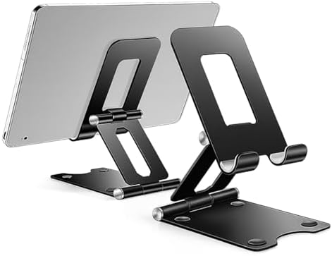 Alternative view of Ayarlanabilir Metal Telefon ve Tablet Standı – Katlanabilir Masa Üstü Tutucu, Kaymaz Silikon Destekli, Evrensel Uyumlu, Şarj Boşluklu, Siyah