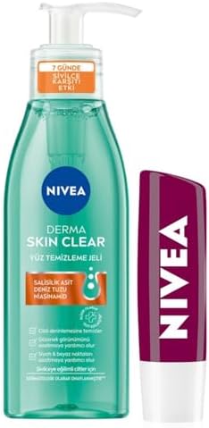 Böğürtlen Dudak Bakım Kremi 4.8 gr+ Derma Skin Clear Sivilce Karşıtı Yüz Temizleme Jeli 150ml