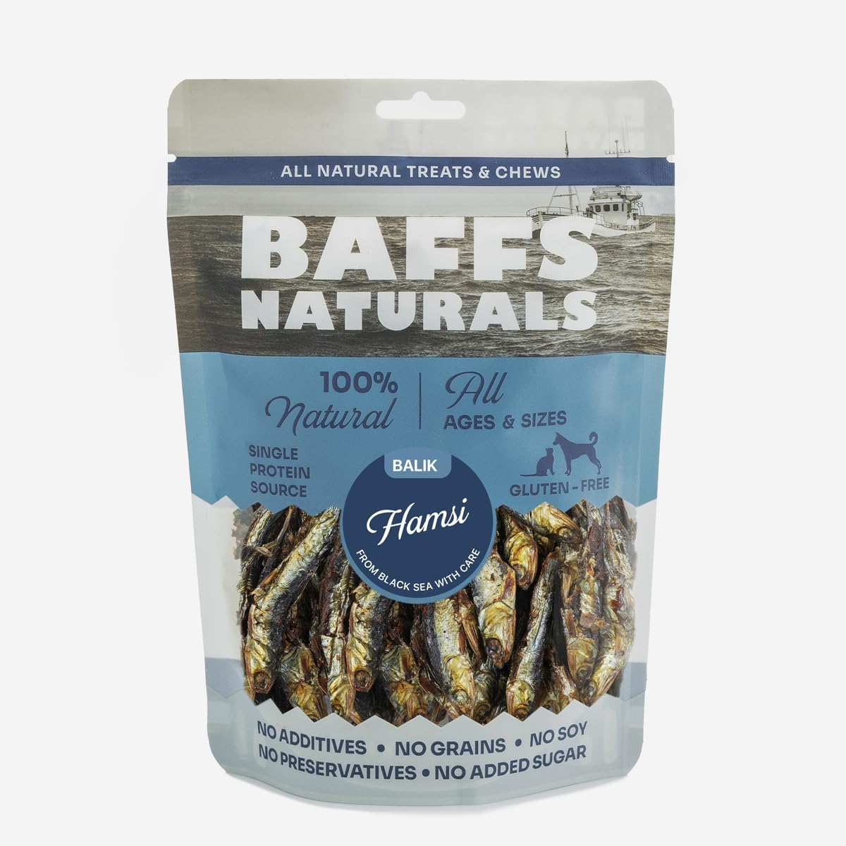 Baffs Naturals Hamsi Balık%100 Doğal Çiğnemelik Köpek Ödül Maması 100 gr