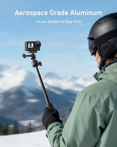 Alternative view of DJI Osmo Action 6, 5 pro, 4, Hero 13, 12, X5, X4, Ace Pro aksesuarı, 360° ayarlanabilir, uzatılmış Vlog sap, manyetik ayaklı 46 cm mini selfie çubuğu