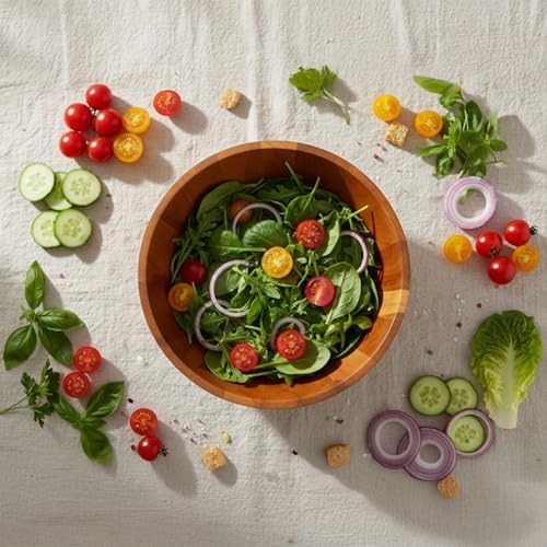 Alternative view of Doğal Akasya Ahşap Salata ve Sunum Kasesi – 30x13 cm Ekstra Derin ve Büyük Boy El Yapımı Meyvelik, Cips ve Patlamış Mısır Servis Kasesi