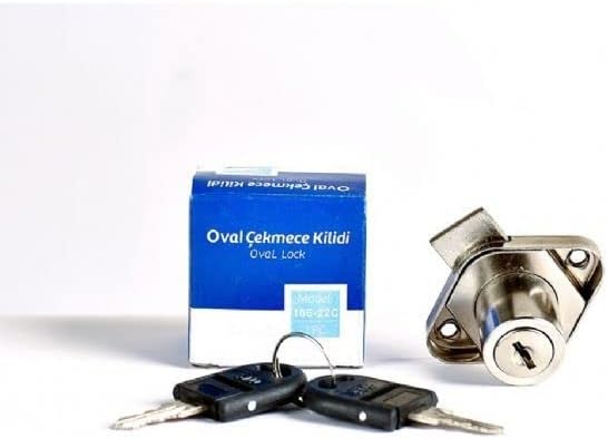 Genel Metal Çekmece Kilidi, Oval STD, Modern Stil, Manuel Kontrol, Metal Gövde, 8.0 x 4.0 x 2.5 cm