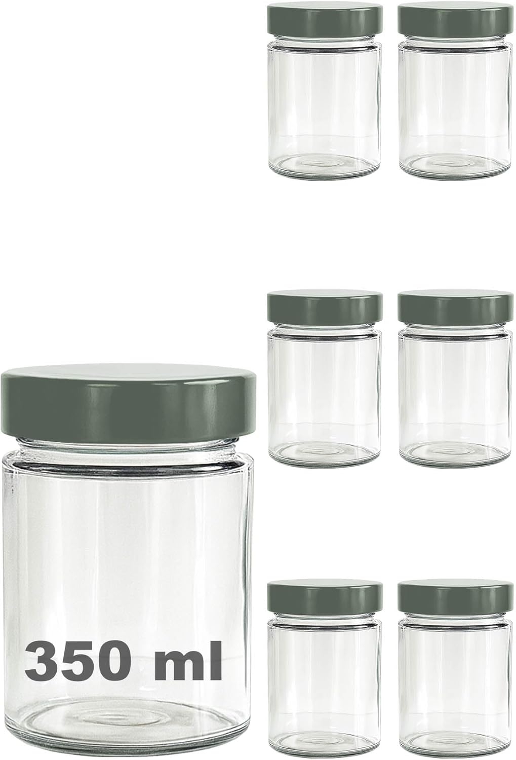 Alternative view of 350 ml Kavanoz Metal Derin Kapaklı 350 Cc Şeffaf Reçel, Marmelat Cam Kavanoz Deep 6 Adet (Gümüş Kapak)