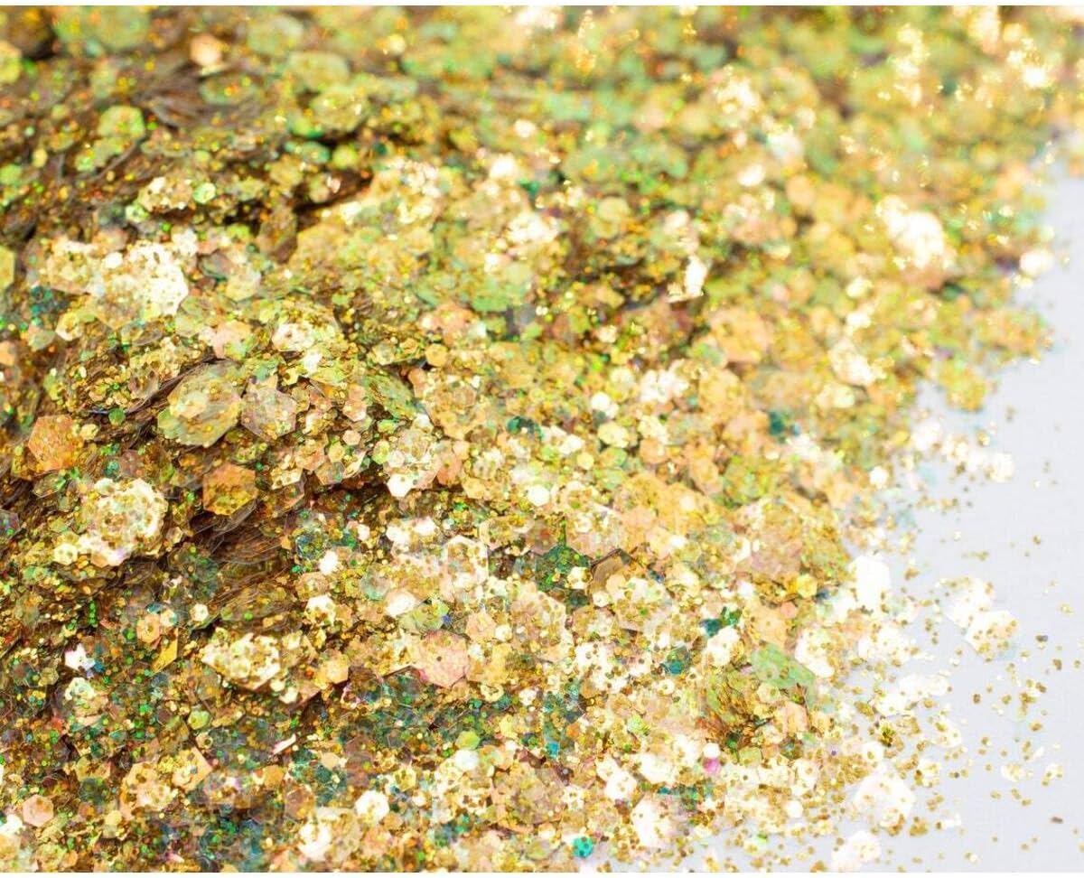 5gram Chunky Glitter Sim Açık Altın Renk Holografik Glitter Sim