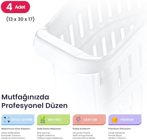Alternative view of Life Orgamix 4’lü Dar Buzdolabı ve Dolap İçi Düzenleyici Set – Hava Alan Kanallı, Sebze ve Meyve Sepeti