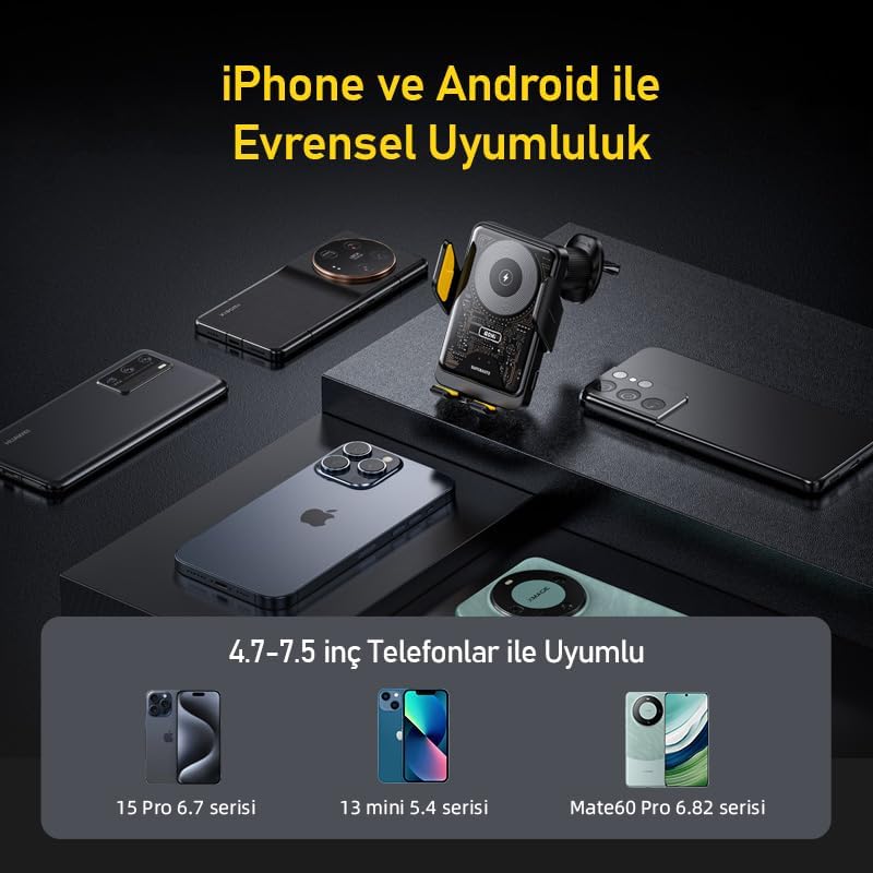 Alternative view of Superauto 45W Araç İçi Şarjı, 15W Şarj Aleti Handsfree Telefon Tutucu