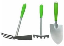 3 Parçalı Metal Bahçe Hobi Seti, Plastik Saplı Çapa, Tırmık ve Kürek, Bahçe Aletleri