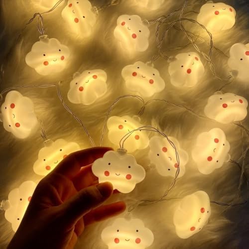 Bulut Şeklinde 10’lu LED Işık Zinciri – 2 Metre Dekoratif Aydınlatma, Pil ile Çalışan Sevimli Bulut LED Süsleme Işıkları, MZ-314, Beyaz