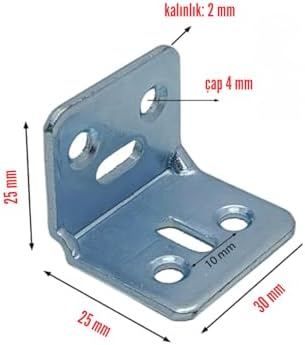 Alternative view of Mobilya Köşe Bağlantı Aparatı, L Tipi Metal Köşebent, 30x25x25mm, Gümüş Renk, 10 Adet Vida Dahil, Dolap Raf Montaj Bağlantı Seti