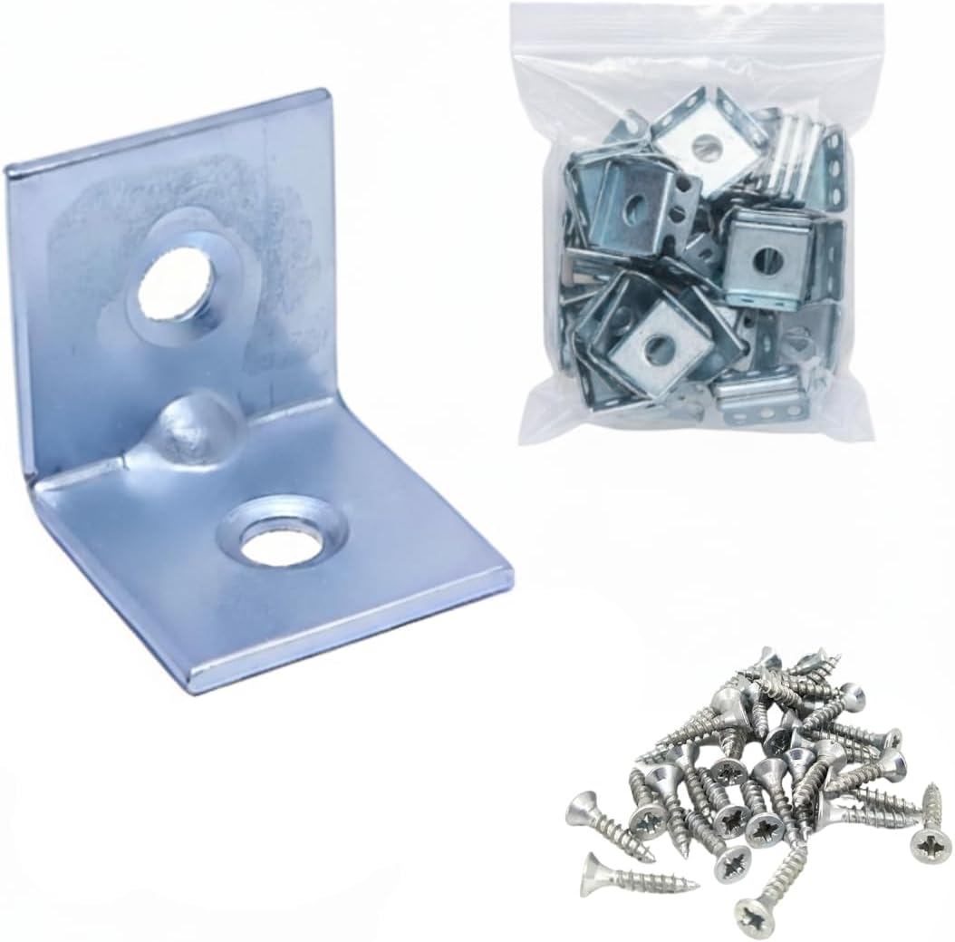 Alternative view of 25 Adet, L Tipi Metal Köşebent, 16x16x16mm, Vida Dahil, Mobilya Dolap Raf Montaj Bağlantı Aparatı, 2mm Kalınlık, Gümüş Renk