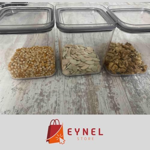 1 L Kare Vakumlu Kap Kuru Gıda Baklagil Saklama Üçlü Hava Almayan Un Tahıl Erzak Koyma Kutu (3)