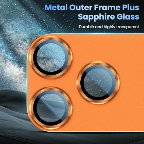 [SAPPHİRE FULL CAMERA GUARD] uyumlu Safir Kamera Lens Koruyucu [HD-AR-AF] Kılıf Dostu Metal 9H Temperli Cam Kamera Kapağı (Kozmik Turuncu, 17 PRO MAX)