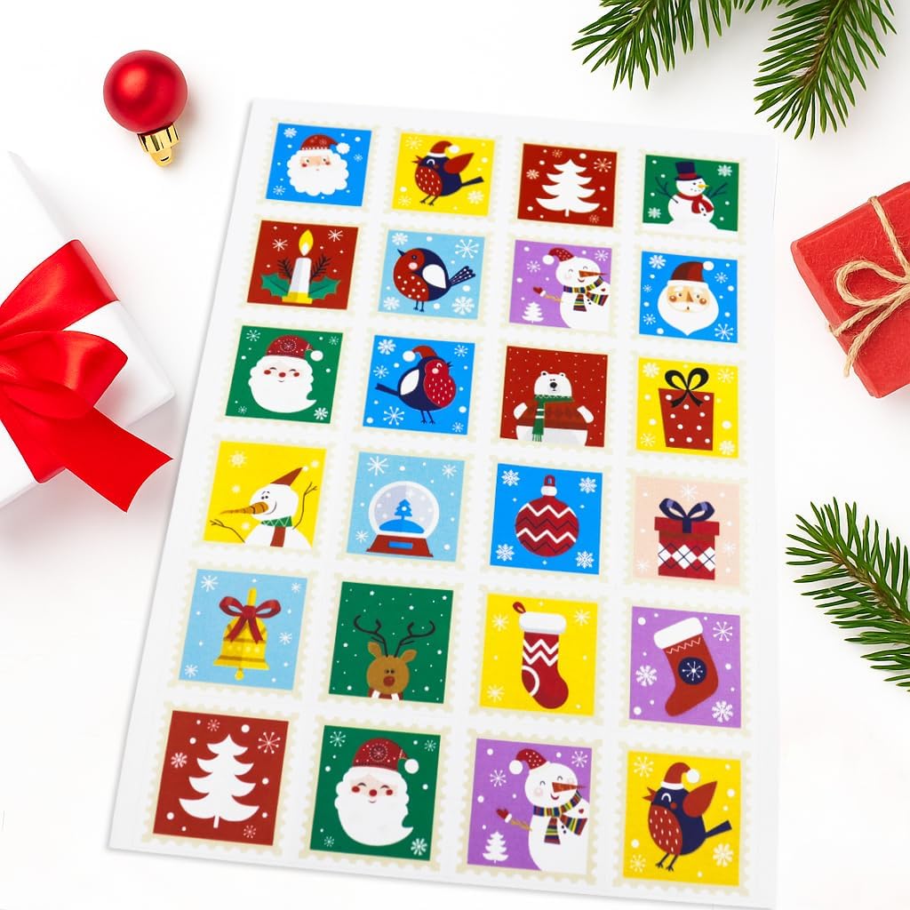 Alternative view of 24 Adet Kare Yılbaşı Etiketi – 4x4 cm Seti | Kare Şekilli Yeni Yıl Hediye Paketleme Etiketleri, Calendar, Renkli Süsleme Stickerları
