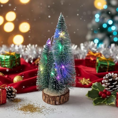 1 Adet RGB Işıklı Mini Yılbaşı Ağacı Masaüstü Aydınlatma Dekoratif Hediyelik Pilli Çam Ağaç Yılbaşı Süsü 20cm (20cm)