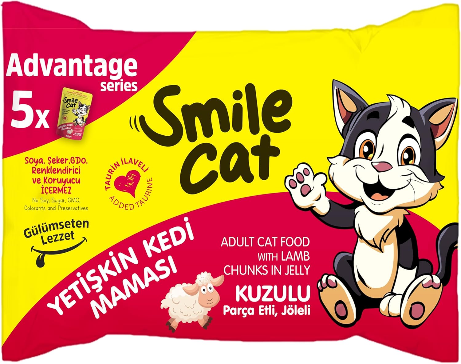 Alternative view of Smile Cat Flowpack 425gr (5 x 85gr) Yetişkin Kedi Kuzulu Mama