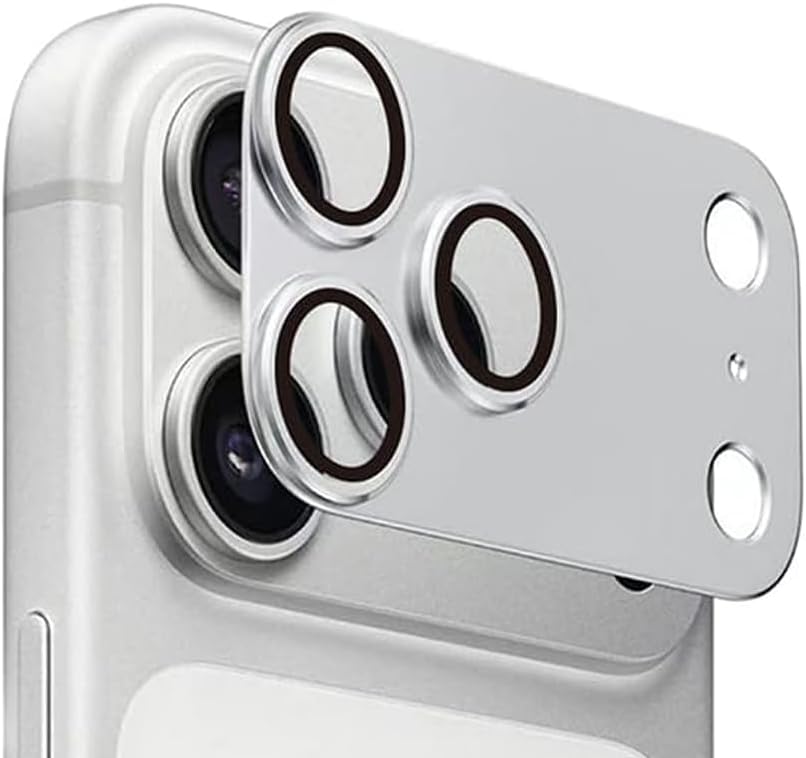 Kamera Lens Koruyucu için 17 Pro Max 6.9 Inç, Tam Kapsamlı 9H Temperli Cam Halkalı Kapak, Mat Metal Plaka, Kılıf Dostu, 1 Paket (Gümüş, 17 Pro Max)