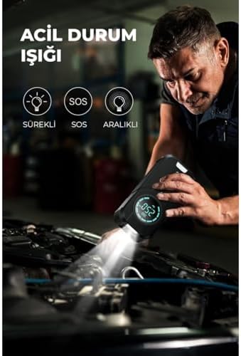 Alternative view of ROBO 4'ü 1 Arada Şarjlı Akü Ateşleyici Lastik Şişirici Powerbank Led Işık 150psi Yüksek Basınçlı