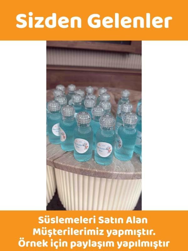 25 Adet 50 ML DNZ21TAÇ Dezenfektan Kolonya Parfüm Hediyelik Nikah Nişan Düğün İçin Boş Plastik Şişe