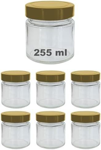 Alternative view of 255 ml Kavanoz Metal Derin Kapaklı 255 Cc Şeffaf Reçel, Marmelat Cam Kavanoz Deep 6 Adet (Altın Kapak)