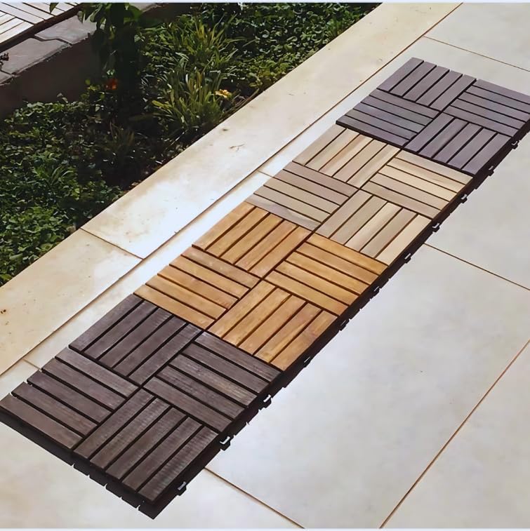 Akasya Ahşap Yer Karosu, ORGANİK BEYAZ 30x30 cm, 10'lu Paket, 0.9 m² Yer Kaplama