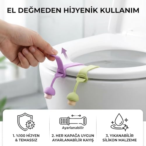 Klozet Kapağı Hijyen Aparatı – Eller Değmeden Tuvalet Kapağı Kaldırma – Silikon Esnek Yapı, Kolay Montaj, Hijyenik Kullanım, Ev ve Ofis İçin Uygun (2 ADET)