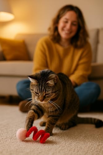 Alternative view of Kedi Oyuncak Seti Peluş Toplar ve Spiralli Renkli Oyun Oyuncakları Av İçgüdüsünü Destekleyen Hafif Etkileşimli Kedi Eğlence Seti