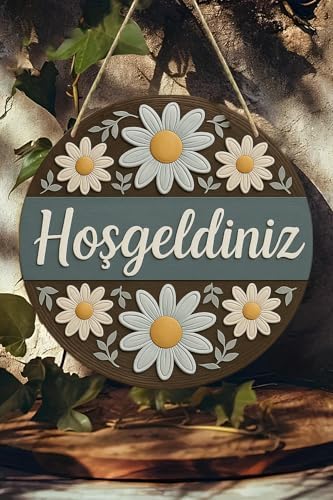 Alternative view of Hoş Geldiniz Çiçekli Uv Baskı 3D Görünümlü Mdf Kapı Süsü | Askılı Silinebilir Dekoratif Ks012,Ks012 20 X