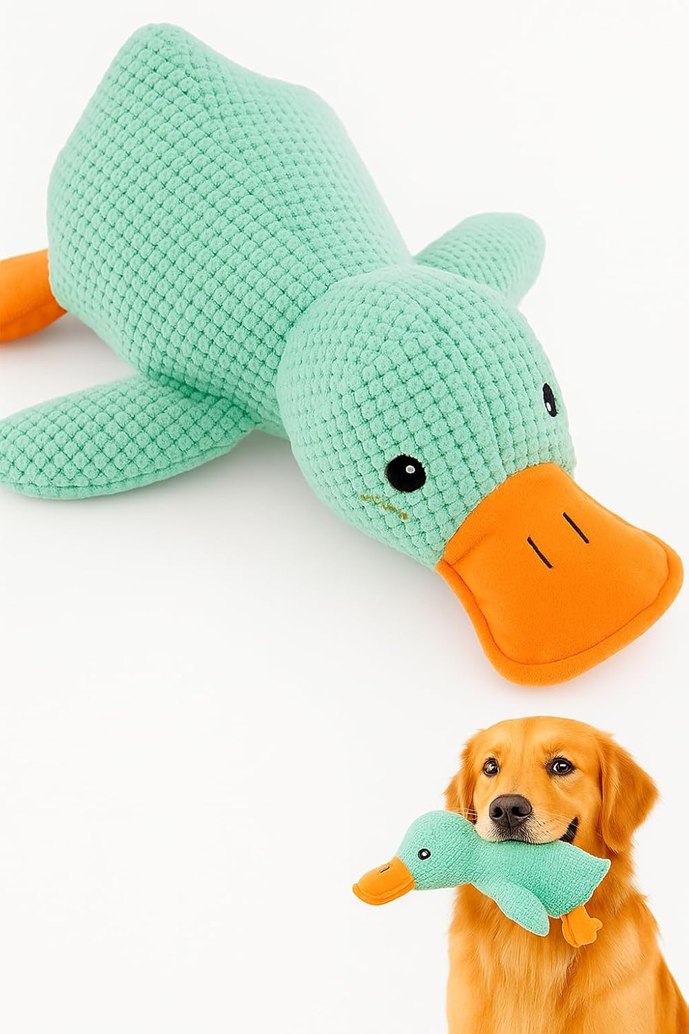 Alternative view of Köpek Oyuncağı Ördek Şekilli Peluş Sesli ve Hışırtılı Dayanıklı Çiğneme ve Isırma Oyuncağı Anti Yumuşak Peluş Köpek Eğitim ve Oyun Oyuncağı (Yeşil)